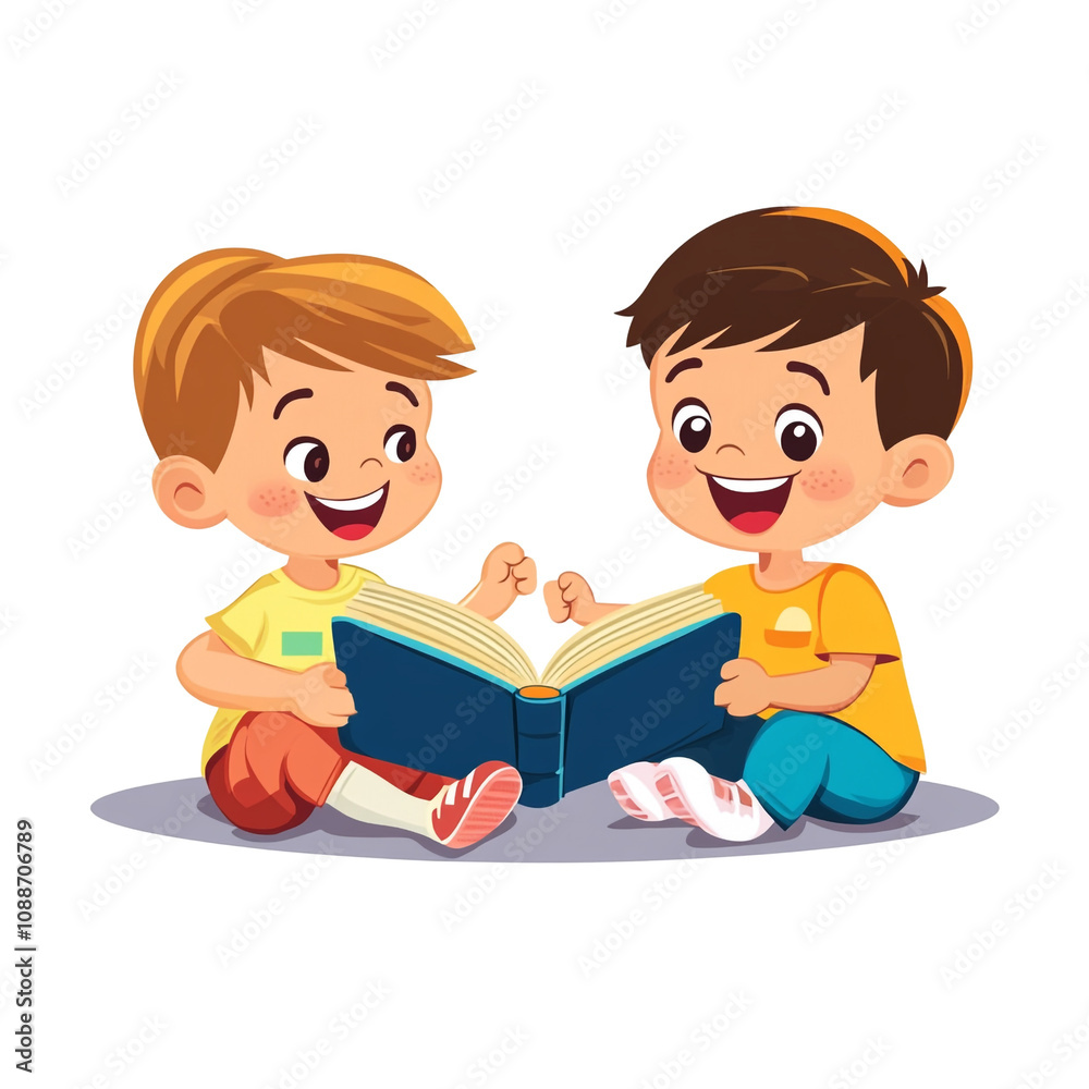 Two Boys Reading Together Two Boys Reading Together