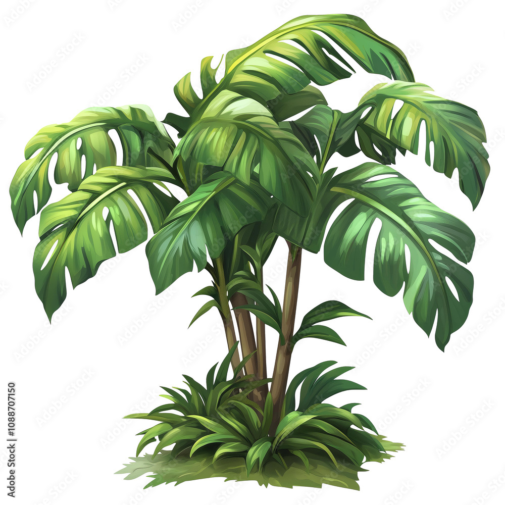 Obraz premium monstera drawing png isolated