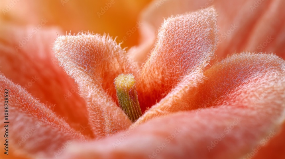 Close-up of a Fuzzy Orange Flower with a Green Center Close-up of a Fuzzy Orange Flower with a Green Center