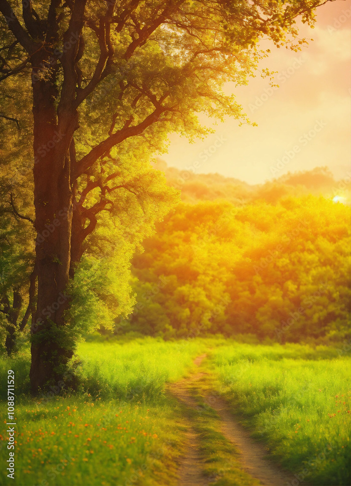 Fototapeta premium sunset in jungle