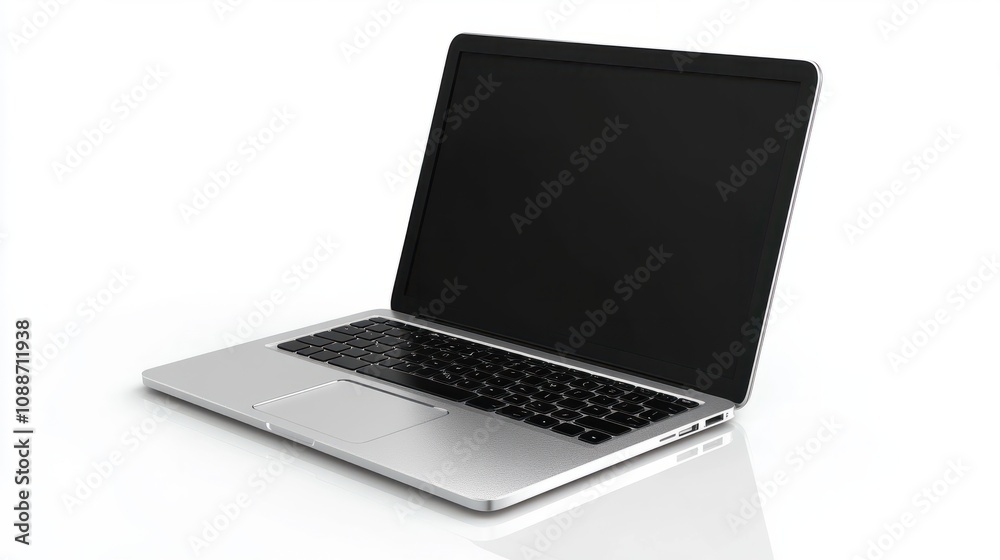 Simple office workspace with notebook laptop and copy space on white background. Simple office workspace with notebook laptop and copy space on white background.