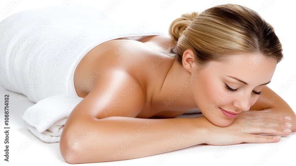 Relaxing woman enjoying a spa treatment with a towel. Relaxing woman enjoying a spa treatment with a towel.