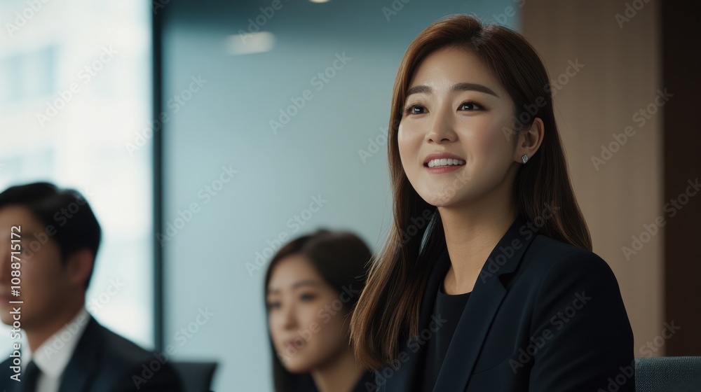 Smiling businesswoman with friends, enjoying a moment of togetherness. Smiling businesswoman with friends, enjoying a moment of togetherness.