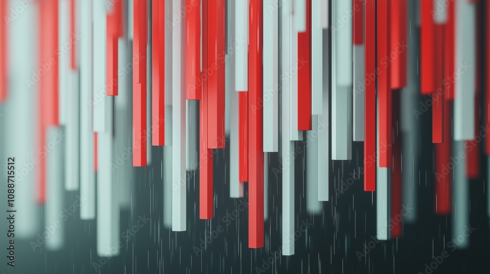 Dynamic abstract composition with red and gray vertical bars on dark background, featuring a modern geometric pattern and minimalist design elements Dynamic abstract composition with red and gray vertical bars on dark background, featuring a modern geometric pattern and minimalist design elements
