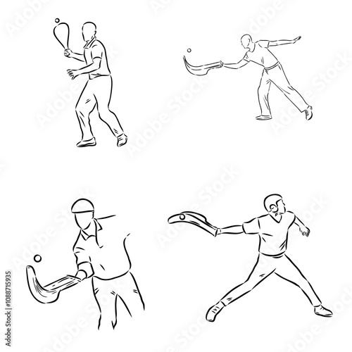 basque pelota vector line icon. playing basque pelota. sport pictogram illustration.