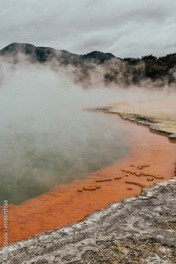 Fotografía de la actividad geotermal en Wai O Tapu Park, Rotorua, Nueva Zelanda. Fotografía de la actividad geotermal en Wai O Tapu Park, Rotorua, Nueva Zelanda.