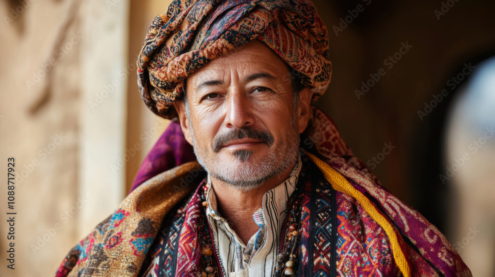 Fototapeta premium Portrait of tour guide wearing traditional clothing