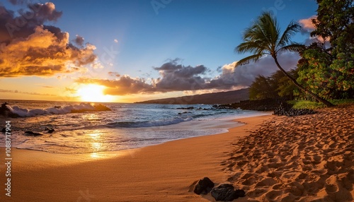 sunset at makena secret beach in wailea maui hi photo