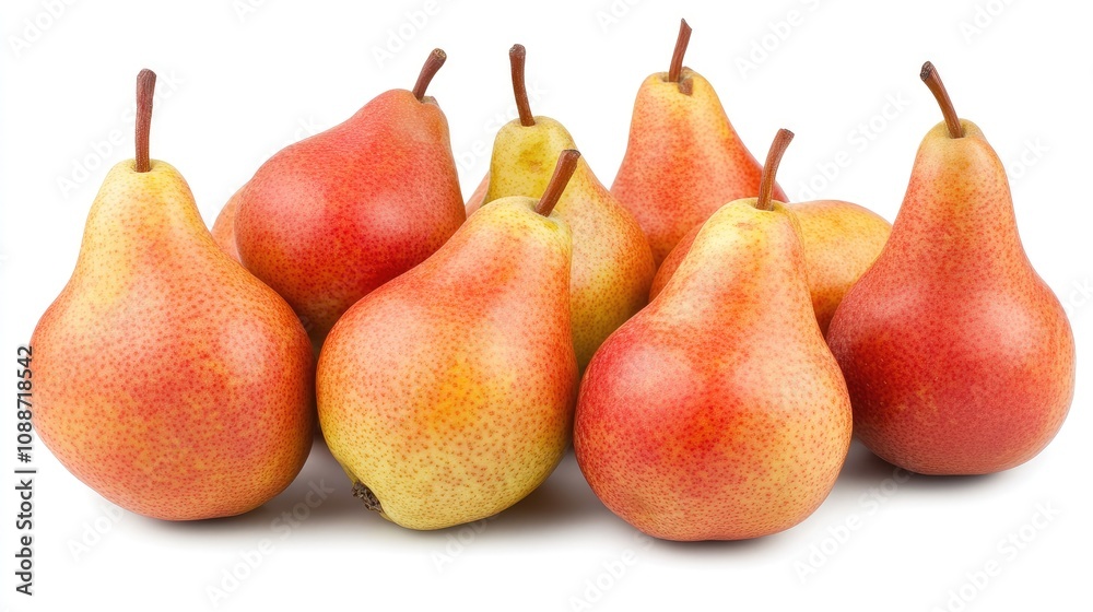 A Group Of Ripe Red And Yellow Pears A Group Of Ripe Red And Yellow Pears