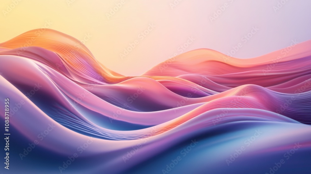 This image features flowing waves in soft pastel colors, creating an ethereal atmosphere. The gentle curves and gradients evoke calmness and creativity. This image features flowing waves in soft pastel colors, creating an ethereal atmosphere. The gentle curves and gradients evoke calmness and creativity.