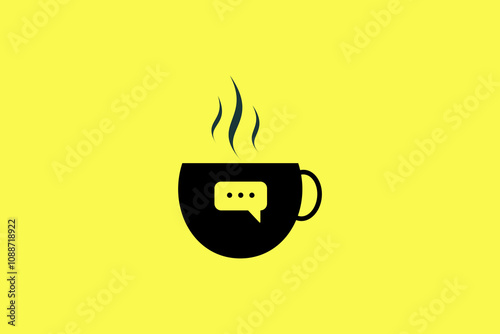 The cup logo image and chat icon are suitable for use as logos for beverage companies, cafes, wifi corners, coffee shops, angkringan, hot drinks, hangout places, t-shirt designs and others