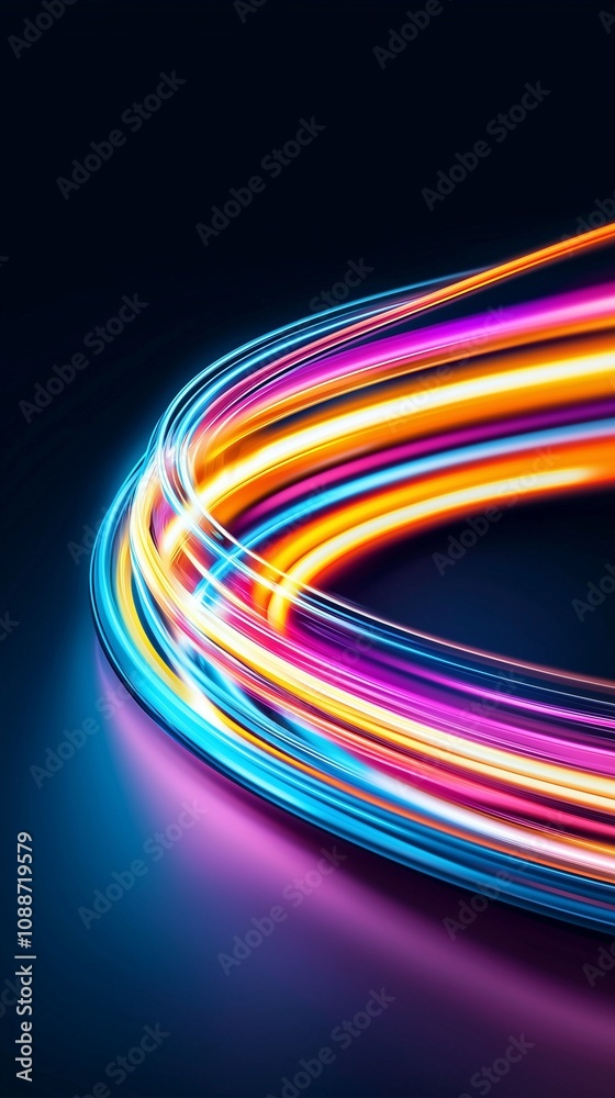 Neon glow spiral, soft gradient of purple and blue Neon glow spiral, soft gradient of purple and blue