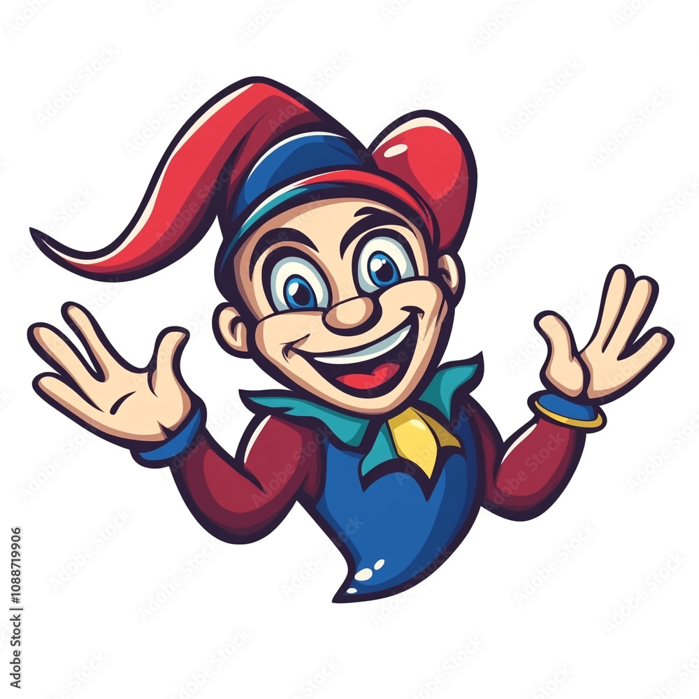 Obraz premium Jolly Jester: A Vibrant Cartoon Character