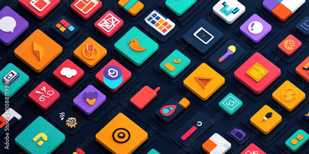 A creative collection of colorful design icons with bold lines and minimalist style, perfect for web and app design. A creative collection of colorful design icons with bold lines and minimalist style, perfect for web and app design.