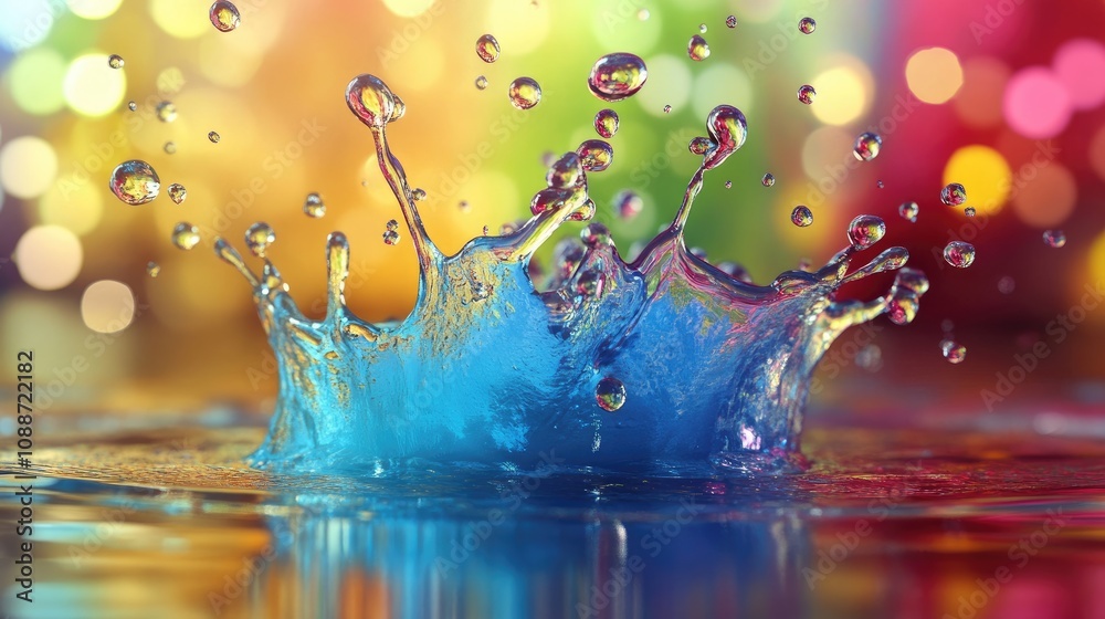 Vibrant Blue Water Splash Crowned With Droplets Vibrant Blue Water Splash Crowned With Droplets