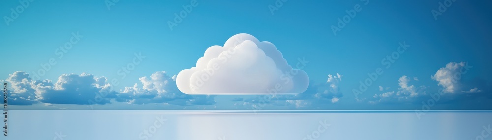 A serene blue sky featuring a prominent fluffy white cloud with soft edges, evoking a calm and peaceful atmosphere. A serene blue sky featuring a prominent fluffy white cloud with soft edges, evoking a calm and peaceful atmosphere.