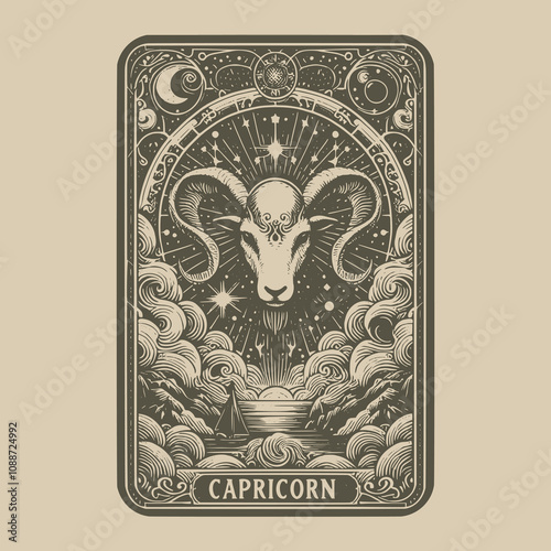 capricorn zodiak tattoo with minimalistic design
