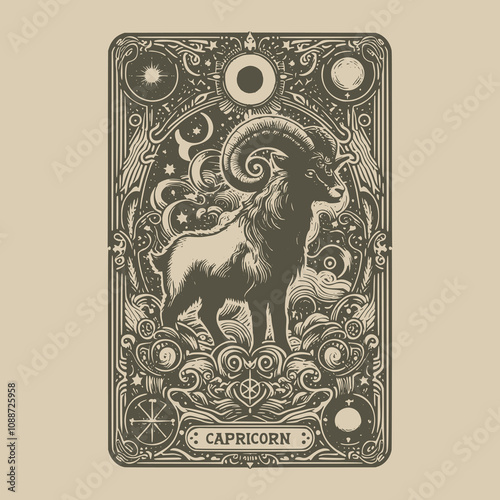 dark capricorn zodiak tarot card tattoo