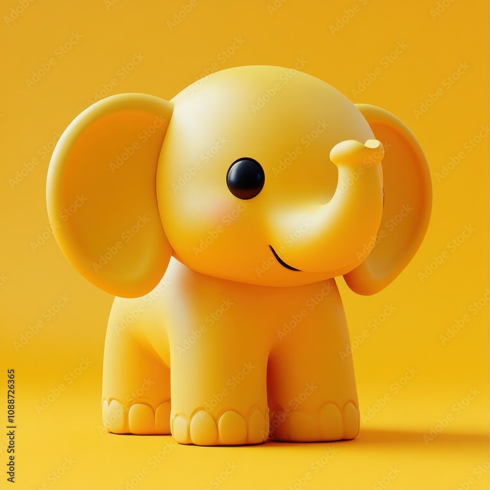 Adorable Yellow Elephant Toy on a Vibrant Orange Background Adorable Yellow Elephant Toy on a Vibrant Orange Background