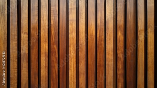 Vertical brown wood slat wall background texture.