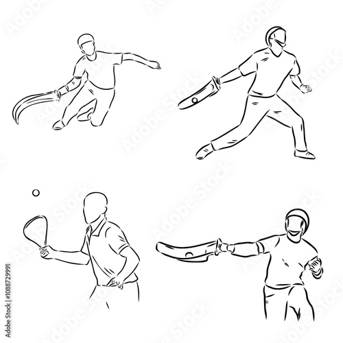 basque pelota vector line icon. playing basque pelota. sport pictogram illustration.