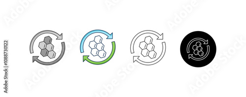 Collagen Line Icon - Skin Care Molecule, Beauty and Wellness Symbol Vector Illustration.