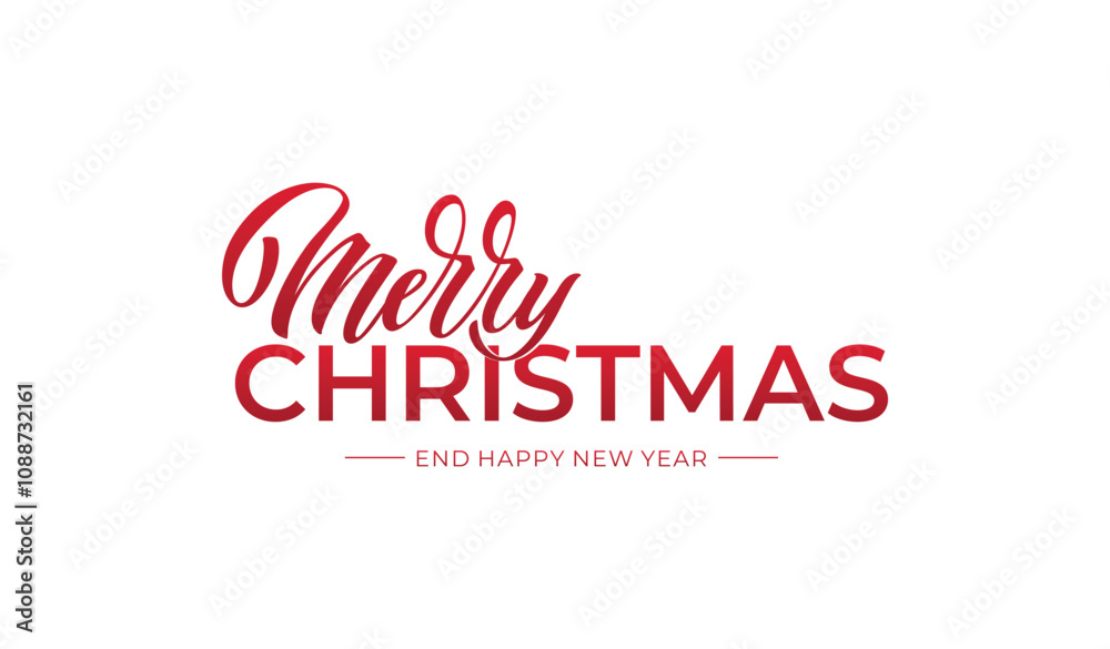 Merry Christmas and Happy New Year hand lettering calligraphy. Vector holiday illustration element. Typographic element for congratulations.
