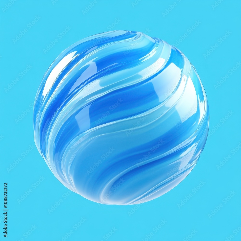 Captivating Glass Marble with Mesmerizing Blue Swirls Captivating Glass Marble with Mesmerizing Blue Swirls