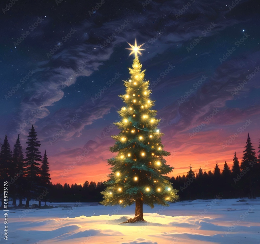 Illustration of Christmas tree with decoration. Illustration of Christmas tree with decoration.