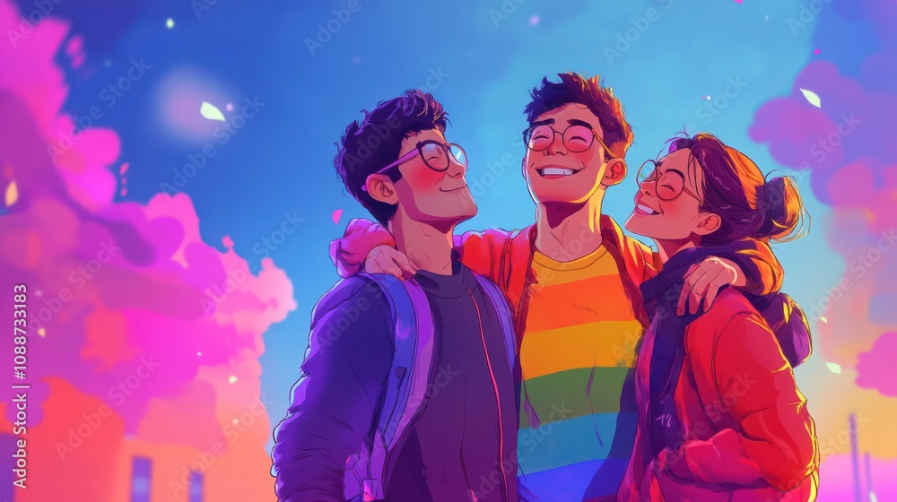 LGBTQ family pride, showcasing love and resilience in vibrant moments LGBTQ family pride, showcasing love and resilience in vibrant moments