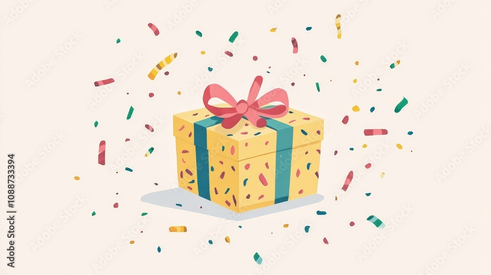 A colorful box with a bow on top of it A colorful box with a bow on top of it