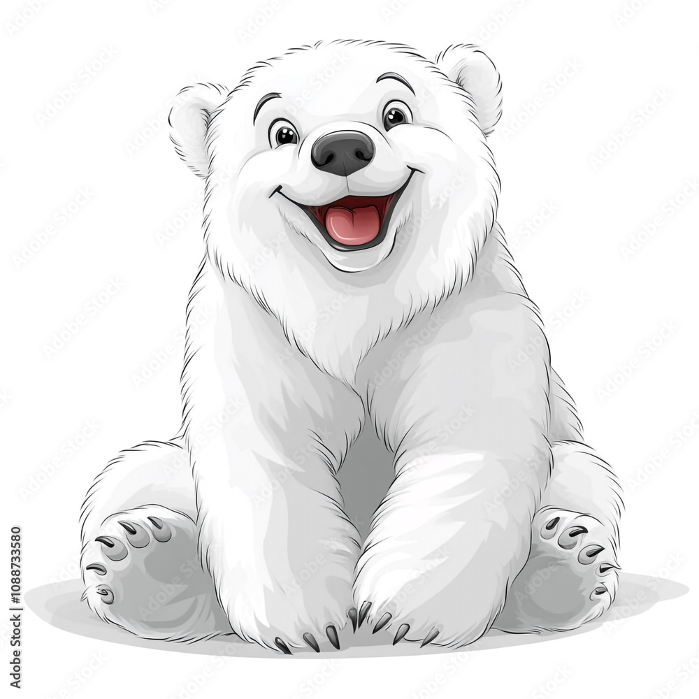 Naklejka premium Adorable Happy Polar Bear Cub