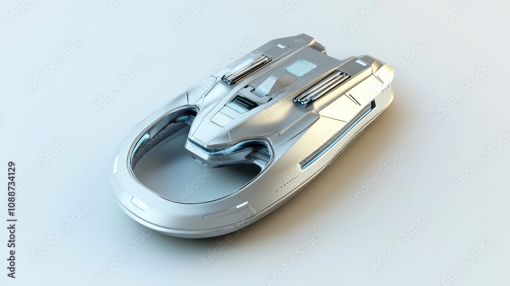 A futuristic hovercraft design showcasing sleek lines and advanced technology. A futuristic hovercraft design showcasing sleek lines and advanced technology.