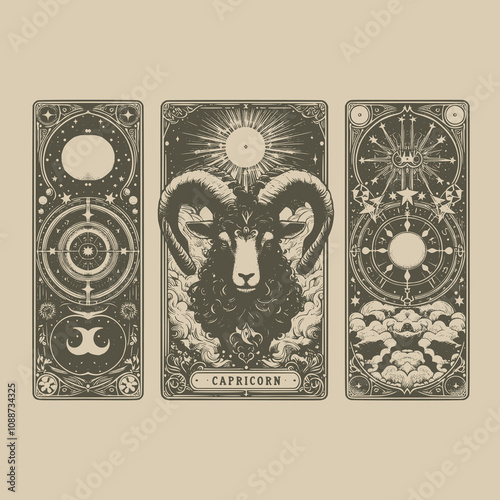 capricorn tarot playing card tattoo design