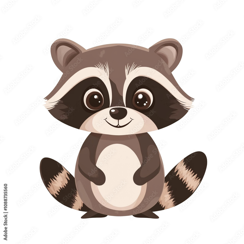 Naklejka premium Adorable Cartoon Raccoon Illustration