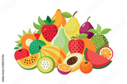 healthy and delicious fruit mix with exotic and common varieties