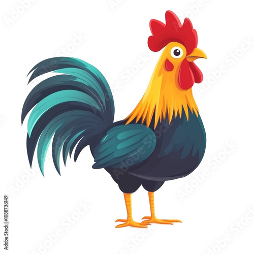 Majestic Rooster Illustration: A Vibrant Colorful Cock photo