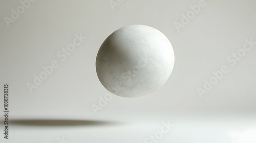 A White Marble Sphere Hovering in a White Background, Creating a Minimalist and Elegant 3D Rendered Design