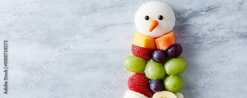 Whimsical Snowman made of Fresh Fruits â€“ Fun and Healthy Winter Treat
