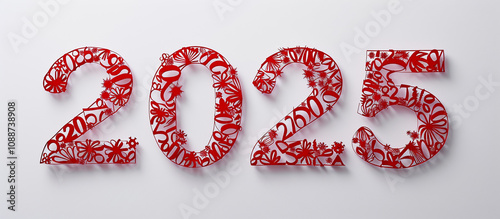 Happy New Year 2025.on white background