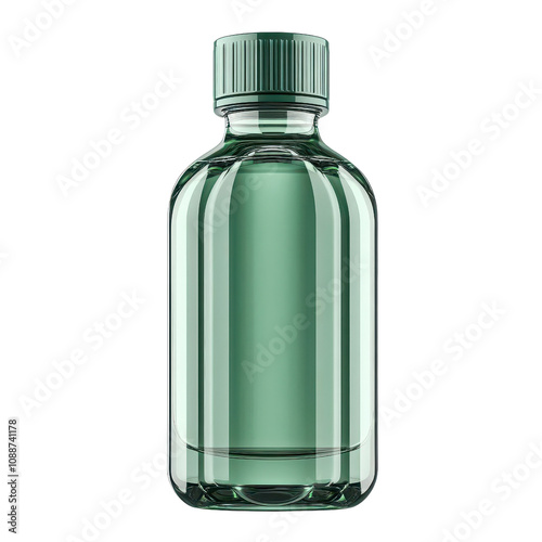 Clear green glass bottle, perfect for packaging liquids or creative projects. Minimalistic design with a modern touch.