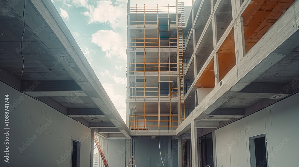 Obraz premium Building work in rapid progress.