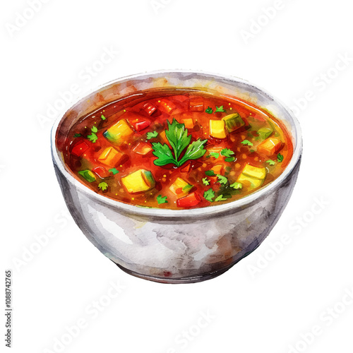 vegetable soup vector illustration in watercolor style