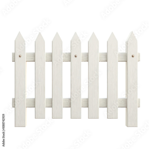 A simple white wooden fence, perfect for enhancing garden aesthetics and providing a charming outdoor boundary.