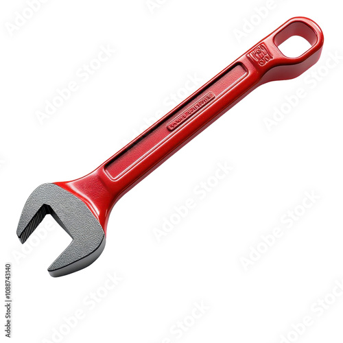 A vibrant red adjustable wrench with a metallic finish, ideal for various mechanical and plumbing tasks.