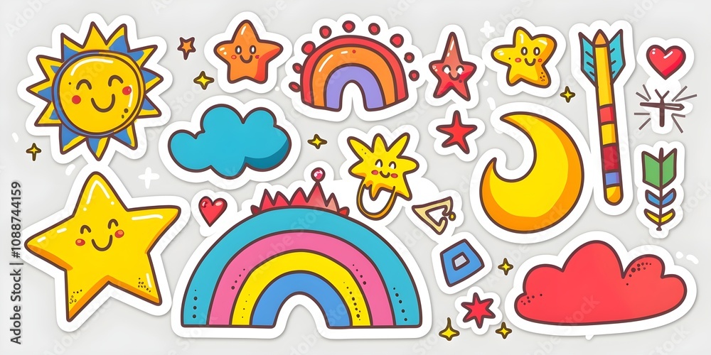 kid stickers on the white background Ai generate kid stickers on the white background Ai generate