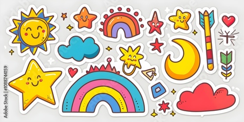 kid stickers on the white background Ai generate 