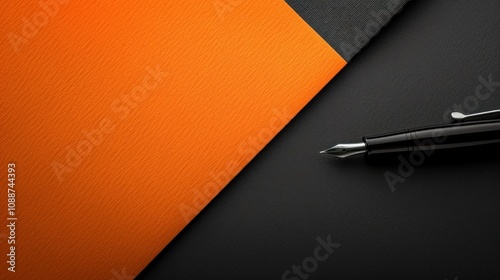 Orange and Black: A Minimalist Composition with a Fountain Pen