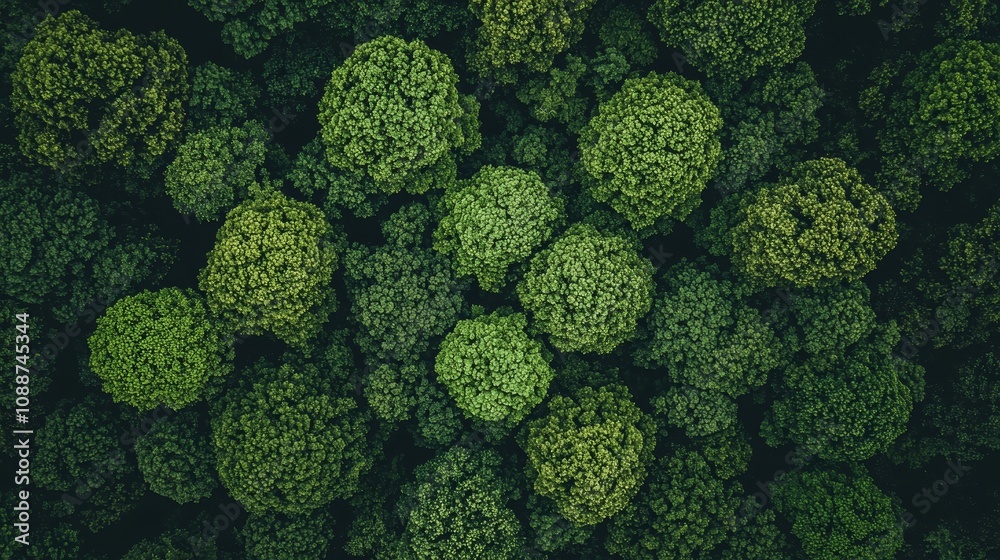 A young green forest in spring or summer from the top A young green forest in spring or summer from the top