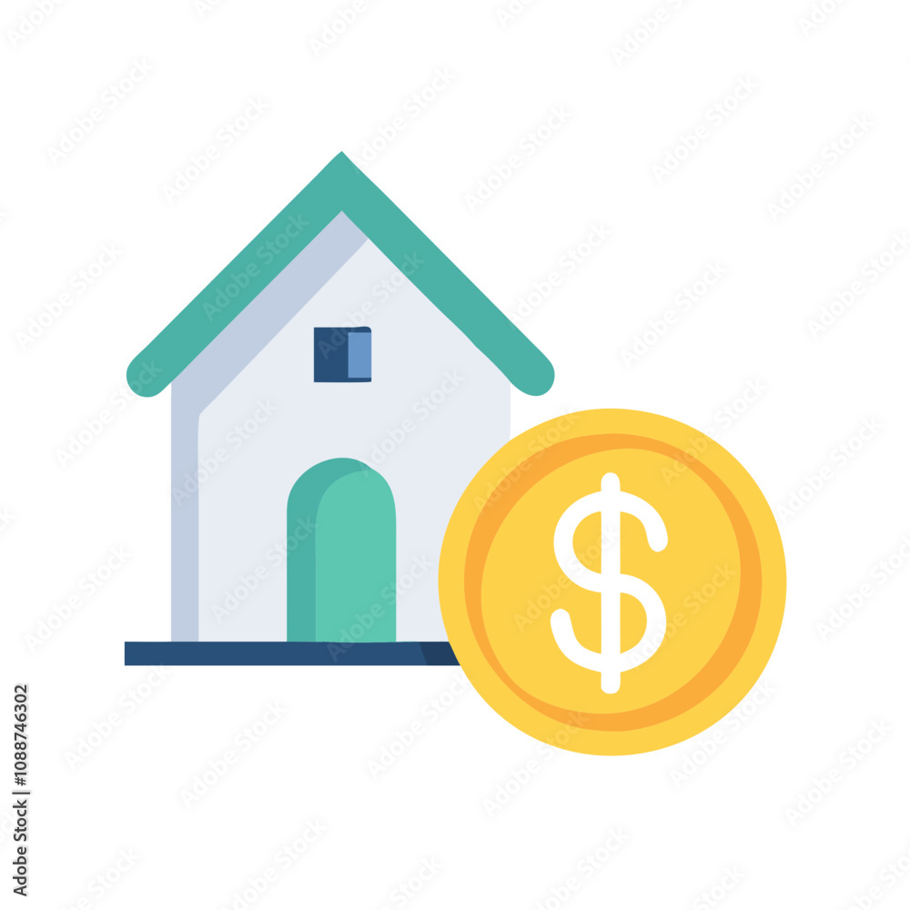 House and dollar coin icon House and dollar coin icon